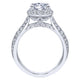 Vintage Inspired 18K White Gold Round Halo Diamond Engagement Ring