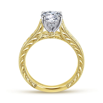 14K White-Yellow Gold Round Diamond Channel Set Engagement Ring