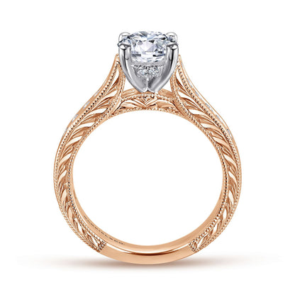 14K White-Rose Gold Round Diamond Channel Set Engagement Ring