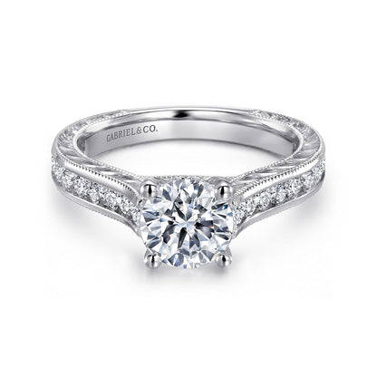 14K White Gold Round Diamond Channel Set Engagement Ring