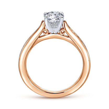 14K White-Rose Gold Round Diamond Channel Set Engagement Ring