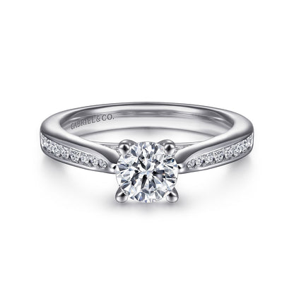 14K White Gold Round Diamond Channel Set Engagement Ring