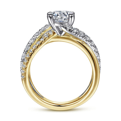 14K White-Yellow Gold Round Diamond Engagement Ring
