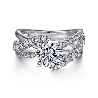Platinum Round Free Form Diamond Engagement Ring