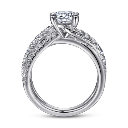Platinum Round Free Form Diamond Engagement Ring