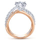 18K White-Rose Gold Round Diamond Free Form Engagement Ring