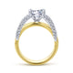 18K White-Yellow Gold Round Diamond Wide Shank Engagement Ring