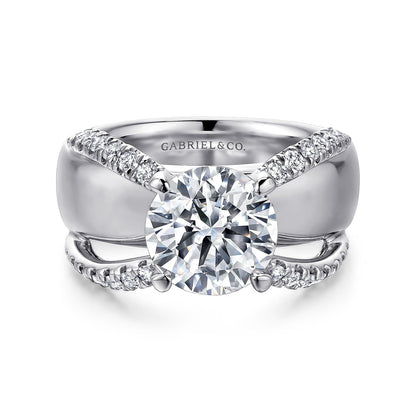 14K White Gold Round Diamond Engagement Ring