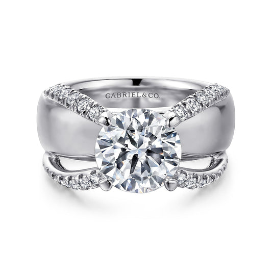 14K White Gold Round Diamond Engagement Ring