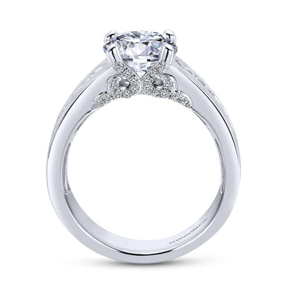14K White Gold Round Diamond Channel Set Engagement Ring