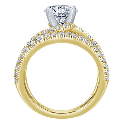 14K White-Yellow Gold Round Split Shank Diamond Engagement Ring