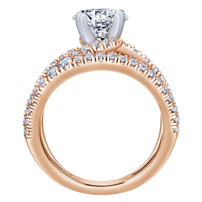 14K White-Rose Gold Round Split Shank Diamond Engagement Ring