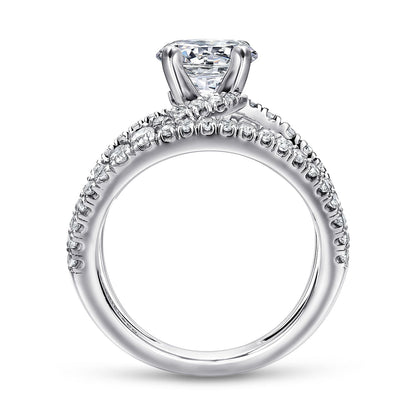 14K White Gold Round Split Shank Diamond Engagement Ring