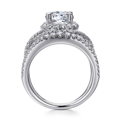 14K White Gold Round Halo Diamond Engagement Ring