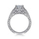 Unique 14K White Gold Vintage Inspired Diamond Halo Engagement Ring