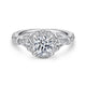 Unique 14K White Gold Vintage Inspired Halo Diamond Engagement Ring