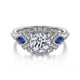 14K White Gold Round Sapphire and Diamond Engagement Ring