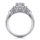 14K White Gold Round Sapphire and Diamond Engagement Ring