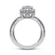 14K White Gold Cushion Halo Round Diamond Engagement Ring