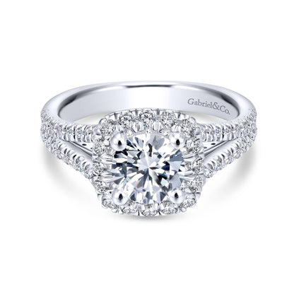 Platinum Round Halo Diamond Engagement Ring
