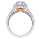 14K White-Rose Gold Round Halo Diamond Engagement Ring