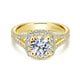 14K Yellow Gold Round Halo Diamond Engagement Ring