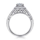 Vintage Inspired 14K White Gold Oval Halo Diamond Engagement Ring