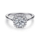 14K White Gold Cushion Halo Round Diamond Engagement Ring