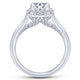 14K White Gold Cushion Halo Round Diamond Engagement Ring