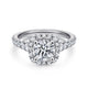 14K White Gold Cushion Halo Round Diamond Engagement Ring