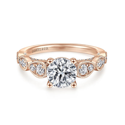 14K Rose Gold Round Diamond Engagement Ring
