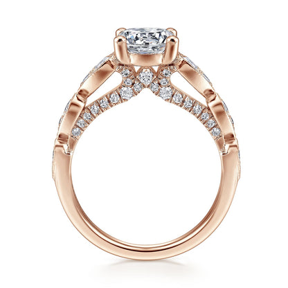 14K Rose Gold Round Diamond Engagement Ring