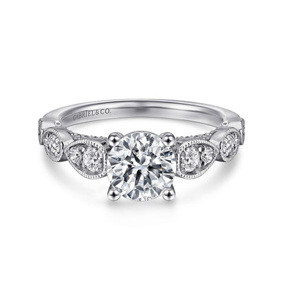 14K White Gold Round Diamond Engagement Ring