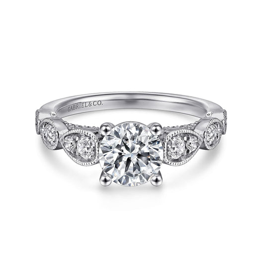 14K White Gold Round Diamond Engagement Ring
