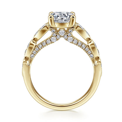 14K Yellow Gold Round Diamond Engagement Ring