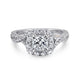 14K White-Rose Gold Cushion Halo Diamond Engagement Ring