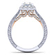 14K White-Rose Gold Princess Halo Diamond Engagement Ring