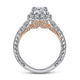 14K White-Rose Gold Cushion Halo Diamond Engagement Ring