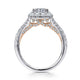 14K White-Rose Gold Cushion Halo Diamond Engagement Ring