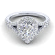 14K White Gold Pear Shape Halo Diamond Engagement Ring