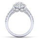 14K White Gold Pear Shape Halo Diamond Engagement Ring