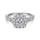 14K White-Rose Gold Cushion Halo Diamond Engagement Ring