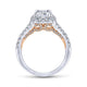 14K White-Rose Gold Cushion Halo Diamond Engagement Ring