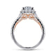 14K White-Rose Gold Princess Halo Diamond Engagement Ring