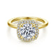 18K Yellow Gold Cushion Halo Round Diamond Engagement Ring
