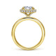 18K Yellow Gold Cushion Halo Round Diamond Engagement Ring
