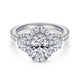18K White Gold Oval Three Stone Halo Diamond Channel Set Engagement Ring