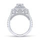 18K White Gold Oval Three Stone Halo Diamond Channel Set Engagement Ring