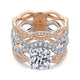 14K White-Rose Gold Round Twisted Diamond Engagement Ring