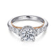14K White-Rose Gold Hidden Halo Round Diamond Engagement Ring